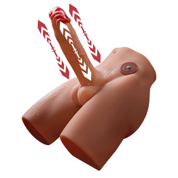 Eronight - Realistic Butt with 7 Inch Thrusting Vibrating Dildo Brown【Canada In Stock】