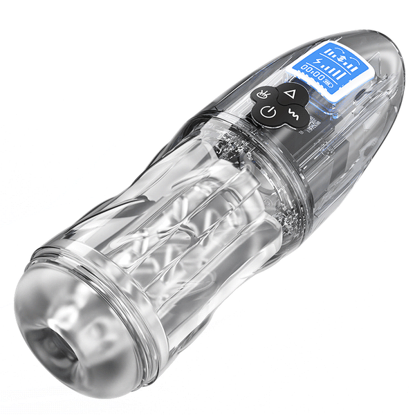 Blisx - Rogen Fully Transparent Vibrating Sucking Voice Male Mechanical Stroker【Canada In Stock】