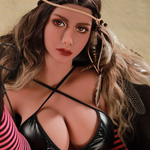 Blisx - Gina 62.2 in Brown red eyes Curly hair Life-sized sex doll 【Canada In Stock】